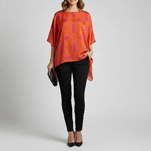 New York & Company Orange and Purple Tunic Top Size S - Picture 9 of 12